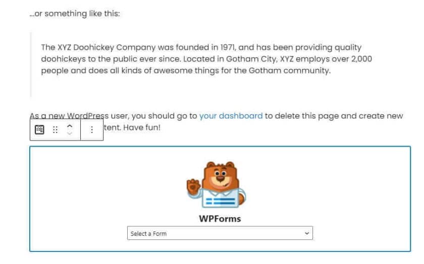 Select Contact Form In WPForms