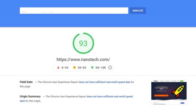 Hostinger Google Page Insights Tools Test Result