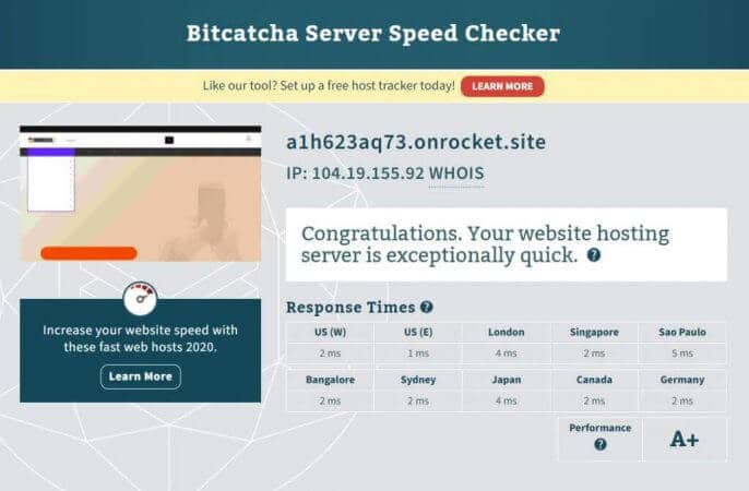 Rocket.net server speed test