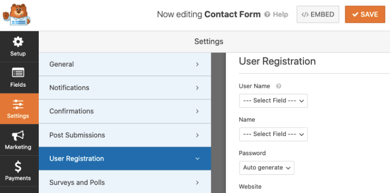 WPForms Custom Registration Form