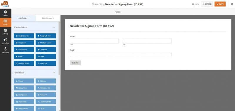 WPForms Newsletter SignUp Form