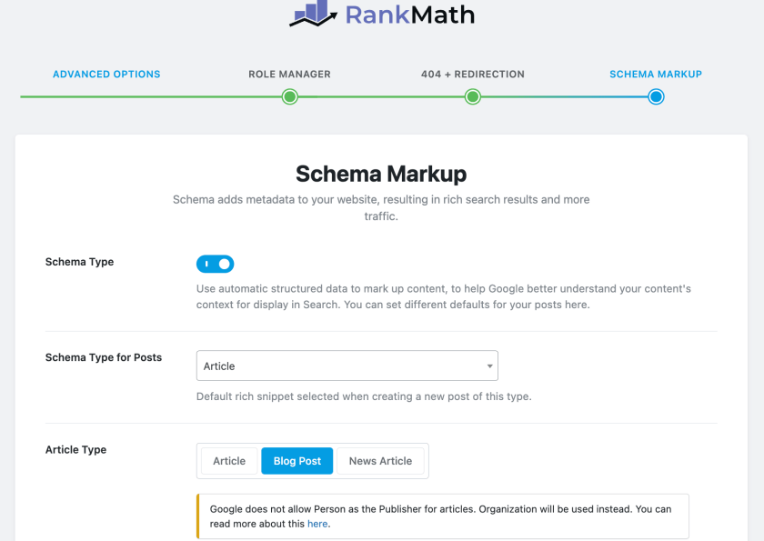 Rank Math Schema Setup Wizard