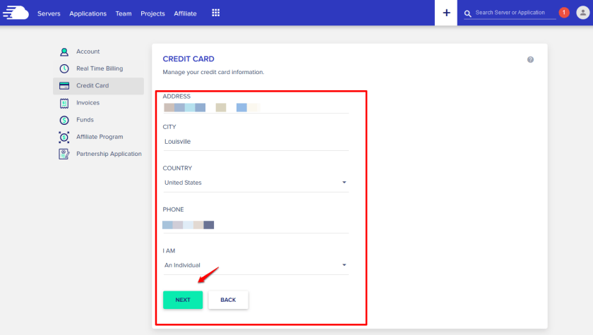 How To Add Credit Card In Cloudways