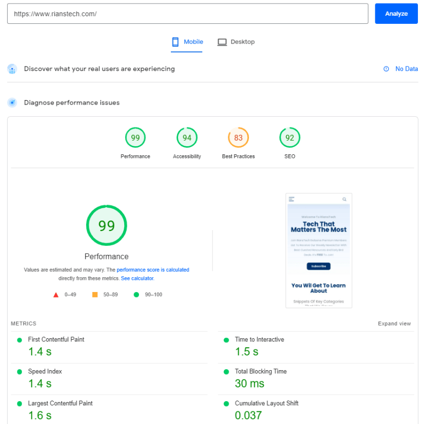 Cloudways Review 2023: The Fastest Managed WordPress Hosting 26 Google Speed Insights Mobile