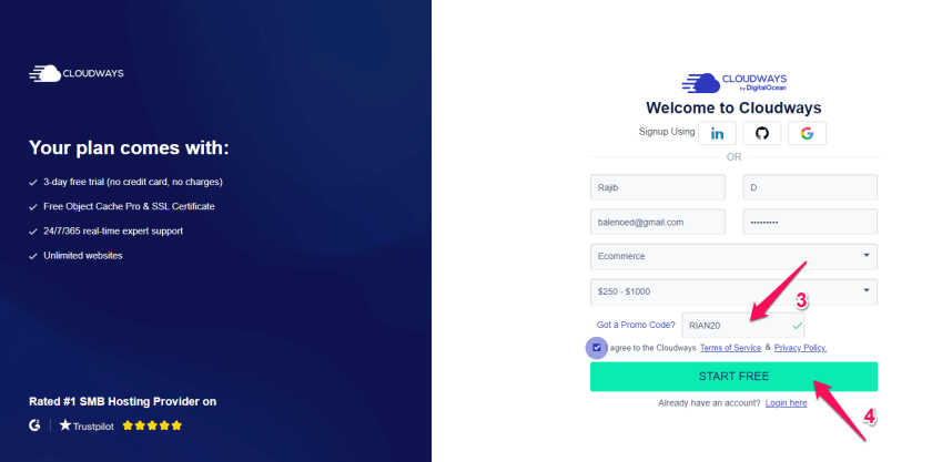 Cloudways Review 2023: The Fastest Managed WordPress Hosting 35 Cloudways Sign Up Page