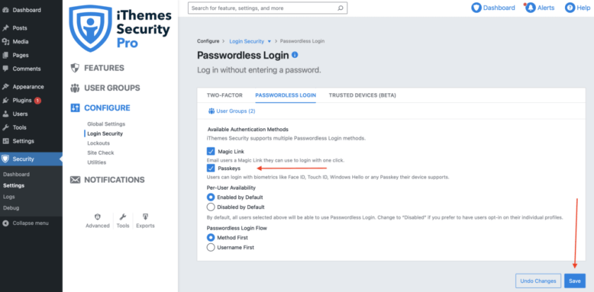 WordPress biometric login