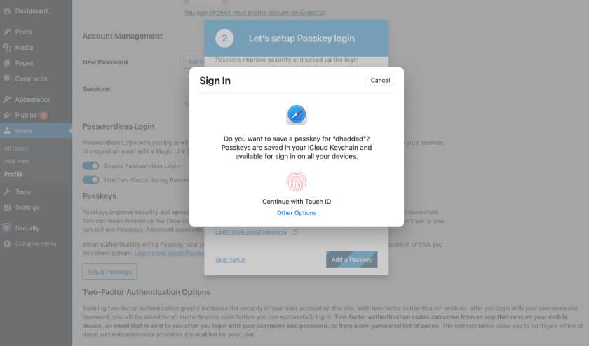 How To Enable WordPress Biometric Login Using iThemes Security Pro 9 WordPress biometric login